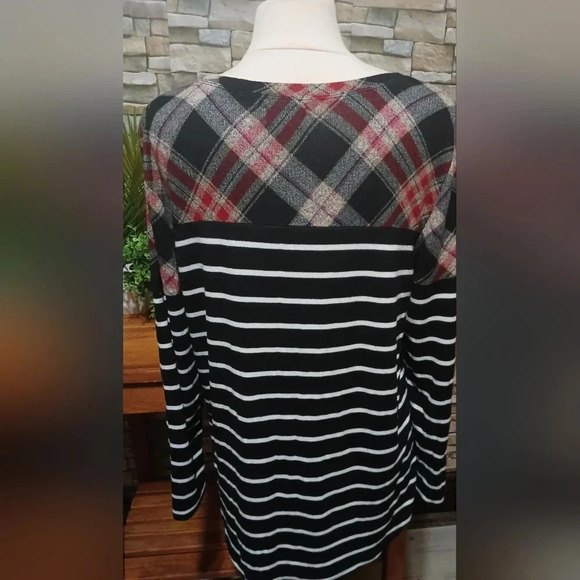 Maurices 24/7 Plaid Stripe Blocked Football Sweater XL - Picture 4 of 6